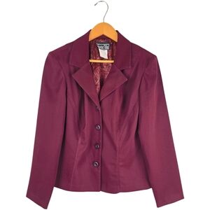 Vintage Women's Blazer Purple Red Burgandy Wine Size Large Office Business Work
